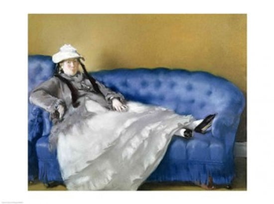 Madame Manet on a Blue Sofa 1874 Canvas Art - Edouard Manet (24 x 18)