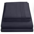 thumbnail image 1 of Madame Marie Contemporary Microfiber Bedroom Solid Color Bed Sheet Set Full - Navy, 1 of 2