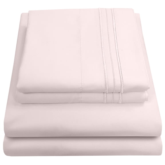 Madame Marie Contemporary Microfiber Bedroom Solid Color Bed Sheet Set RV Queen - Pale Pink