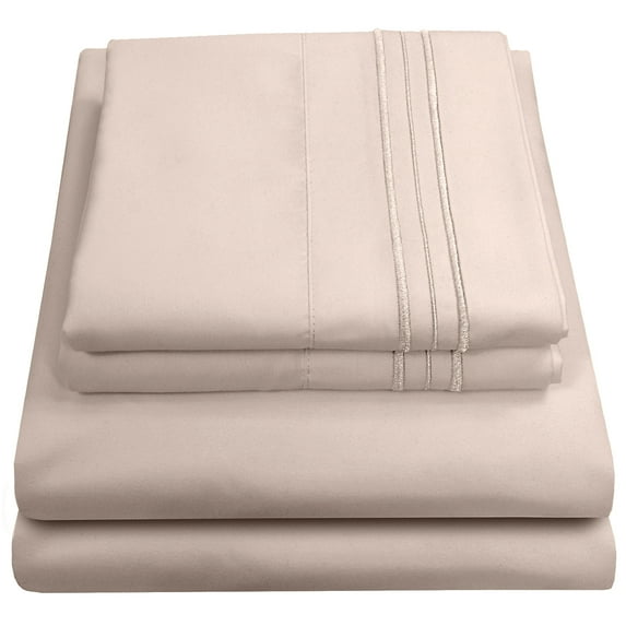 Madame Marie Contemporary Microfiber Bedroom Solid Color Bed Sheet Set Twin XL - Beige