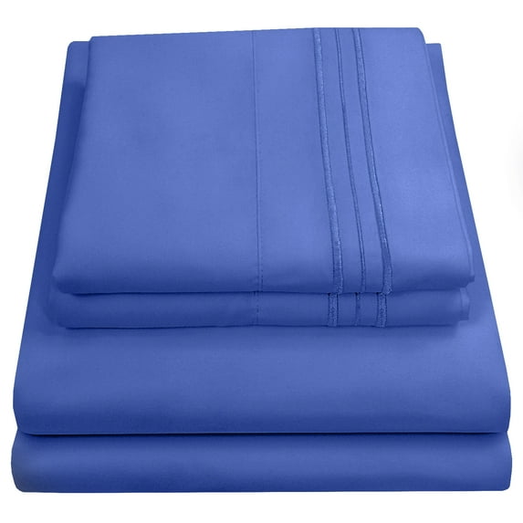 Madame Marie Contemporary Microfiber Bedroom Solid Color Bed Sheet Set Twin XL - Royal Blue