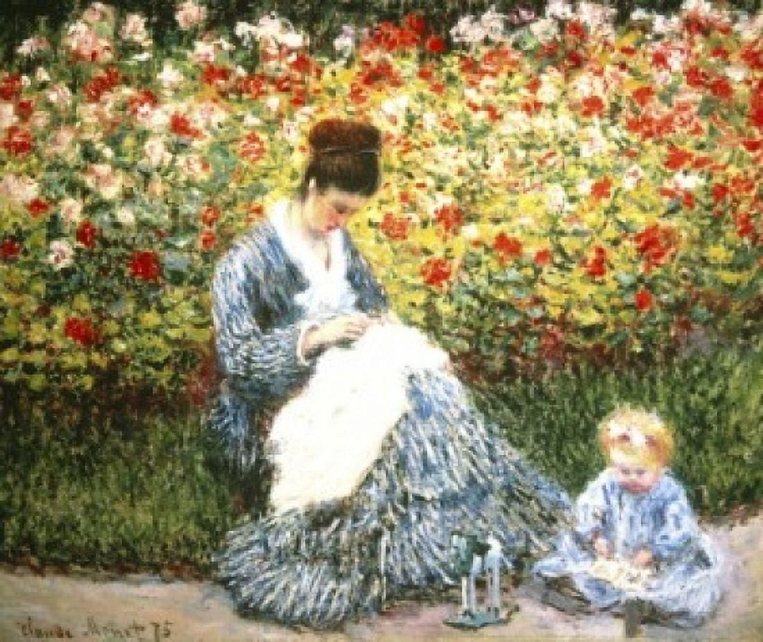 Madame Monet and Child in a Garden 1875 Claude Monet (1840-1926French) Museum of Fine Arts Boston Canvas Art - Claude Monet (24 x 36)