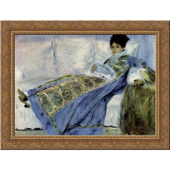 Madame Monet on the Divan 24x20 Gold Ornate Wood Framed Canvas Art by Monet, Claude