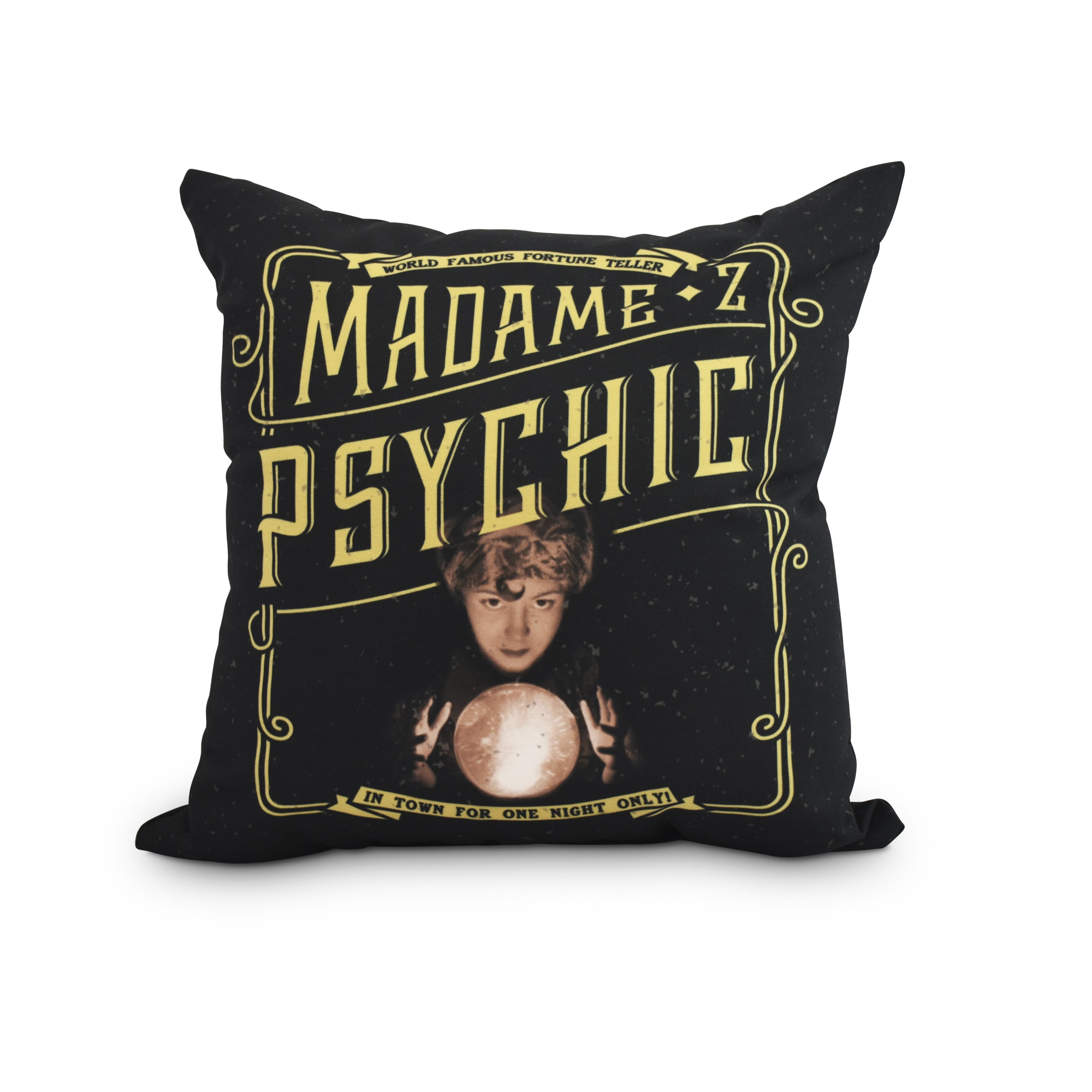 Madame Psychic 26 Inch Gold/Yellow Halloween Print Decorative Throw Pillow