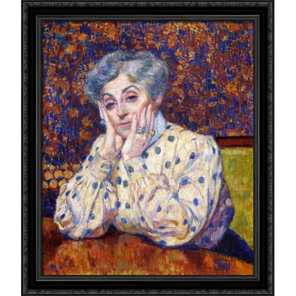 Madame Theo van Rysselberghe 28x32 Large Black Ornate Wood Framed Canvas Art by Theo van Rysselberghe