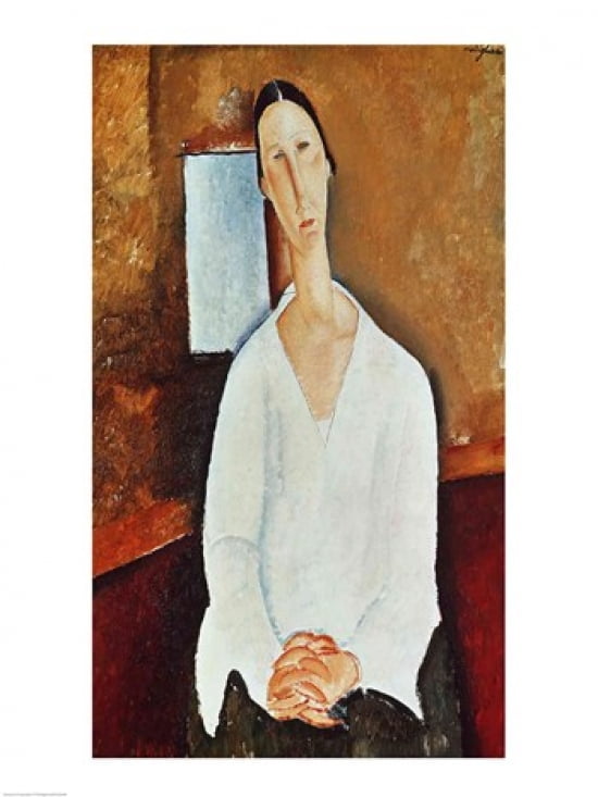 Madame Zborowska with Clasped Hands c1917 Canvas Art - Amedeo Modigliani (18 x 24)
