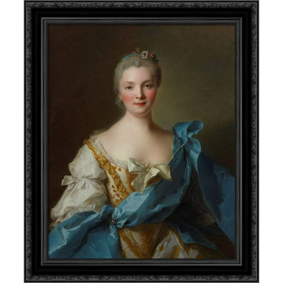 Madame de La Porte 24x20 Black Ornate Wood Framed Canvas Art by Nattier, Jean Marc