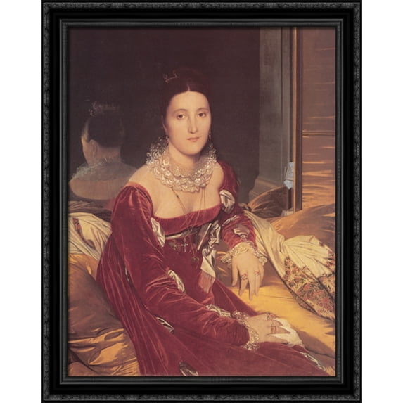 Madame de Senonnes, n?e Marie-Genevi?ve-Marguerite Marcoz, later Vicomtess de Senonnes 28x34 Large Black Ornate Wood Framed Canvas Art by Jean Auguste Dominique Ingres