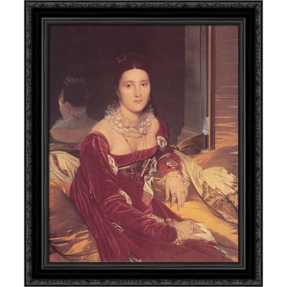 Madame de Senonnes, n?e Marie-Genevi?ve-Marguerite Marcoz, later Vicomtess de Senonnes 20x23 Black Ornate Wood Framed Canvas Art by Ingres, Jean Auguste Dominique