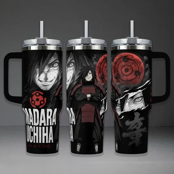 Madara Uchiha Wake Up To Reality, 40oz Tumbler With Handle, Stainless Steel Insulated Travel Cup for Hot and Cold Drinks