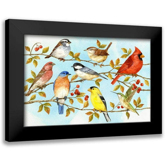 Maday, Jane 14x11 Black Modern Framed Museum Art Print Titled - Birds and Berries V