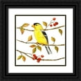 thumbnail image 1 of Maday, Jane 26x26 Black Ornate Wood Framed with Double Matting Museum Art Print Titled - Birds and Berries II, 1 of 4