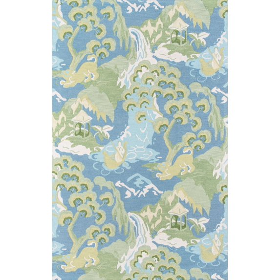 Momeni Floral Contemporary Area Rugs, Blue