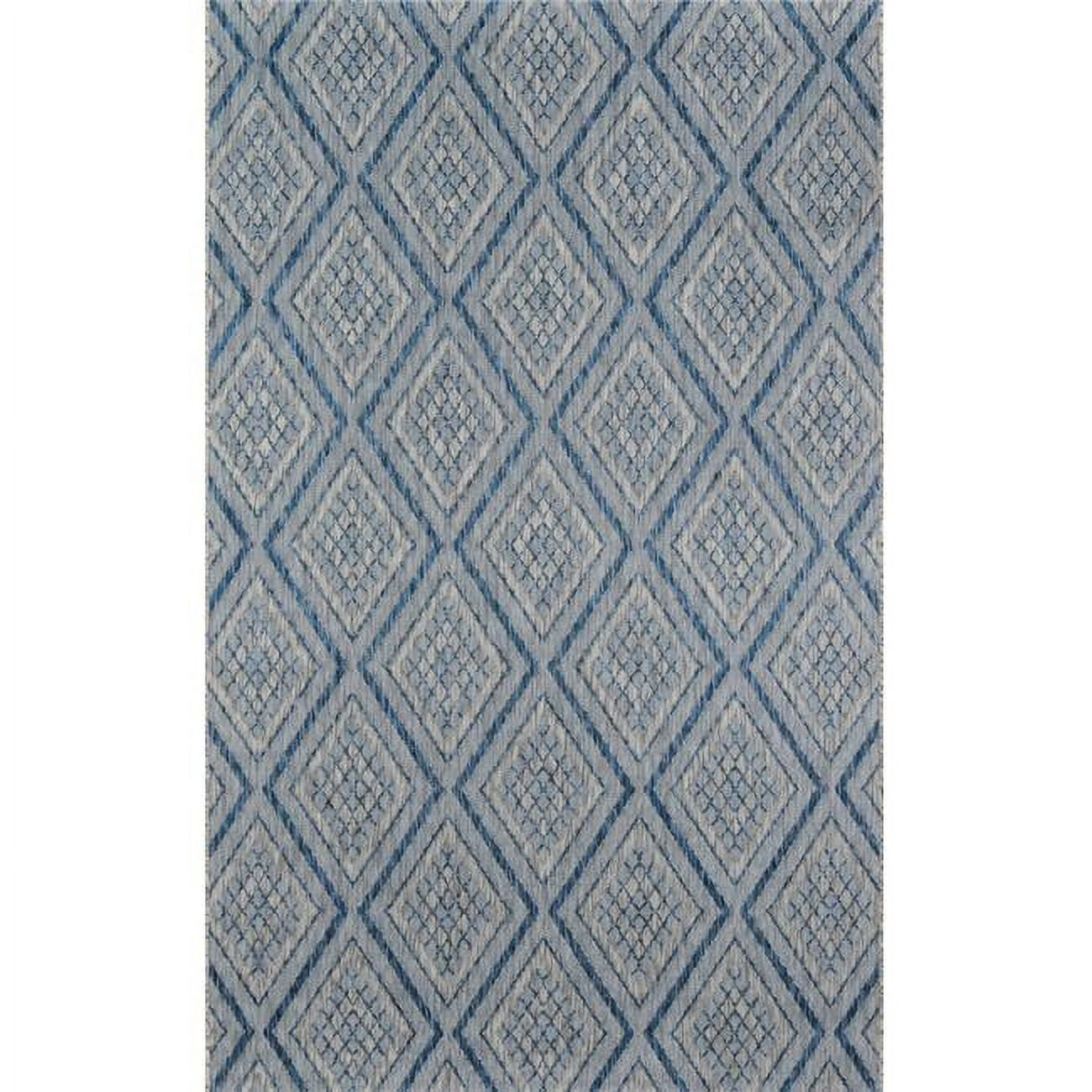 Lake Palace Blue Geometric 2' x 3' Easy-Care Outdoor Rug