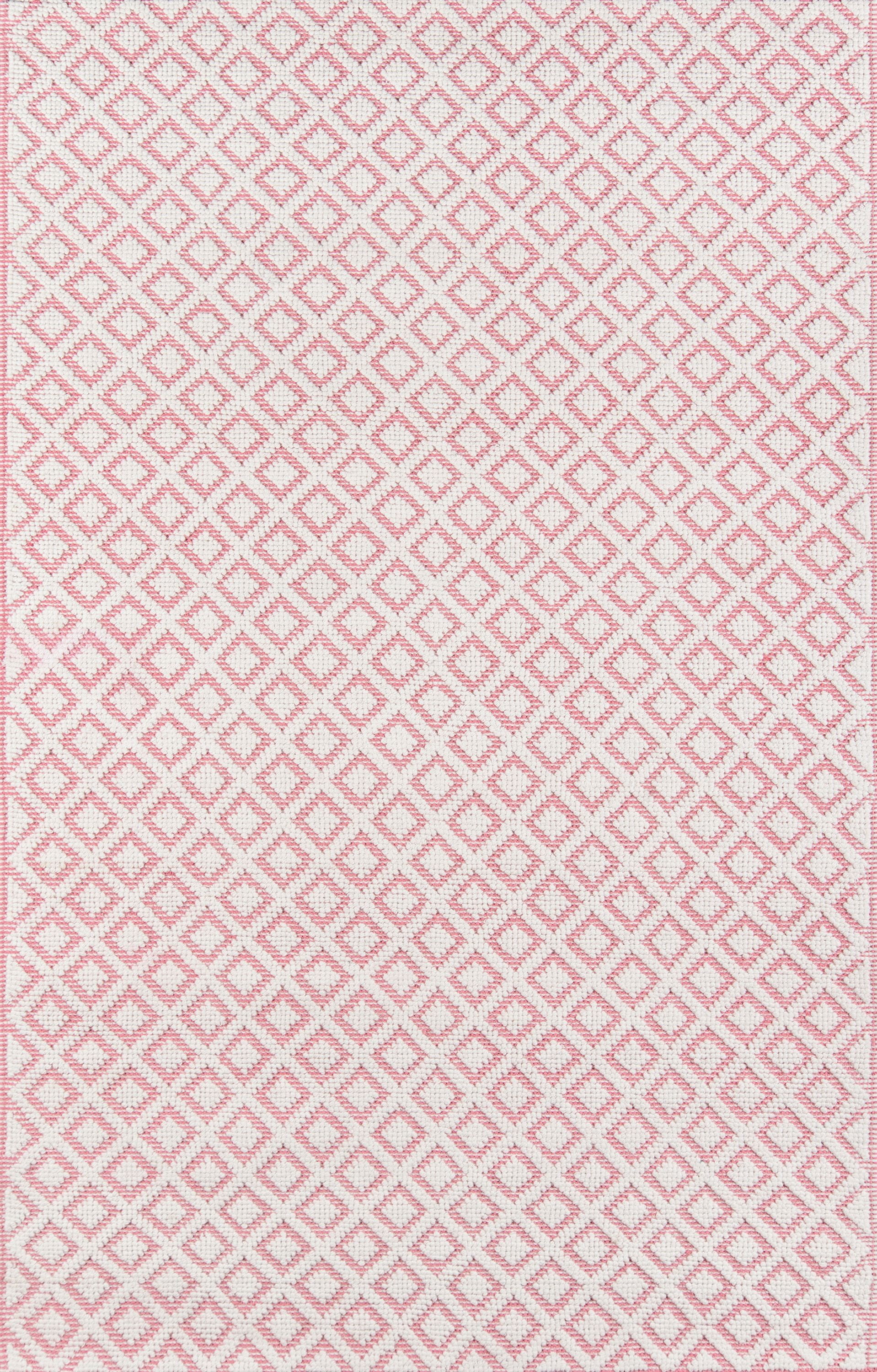 Heritage Pink Diamond Geometric Handwoven Wool-Cotton Rug, 3'6" X 5'6"