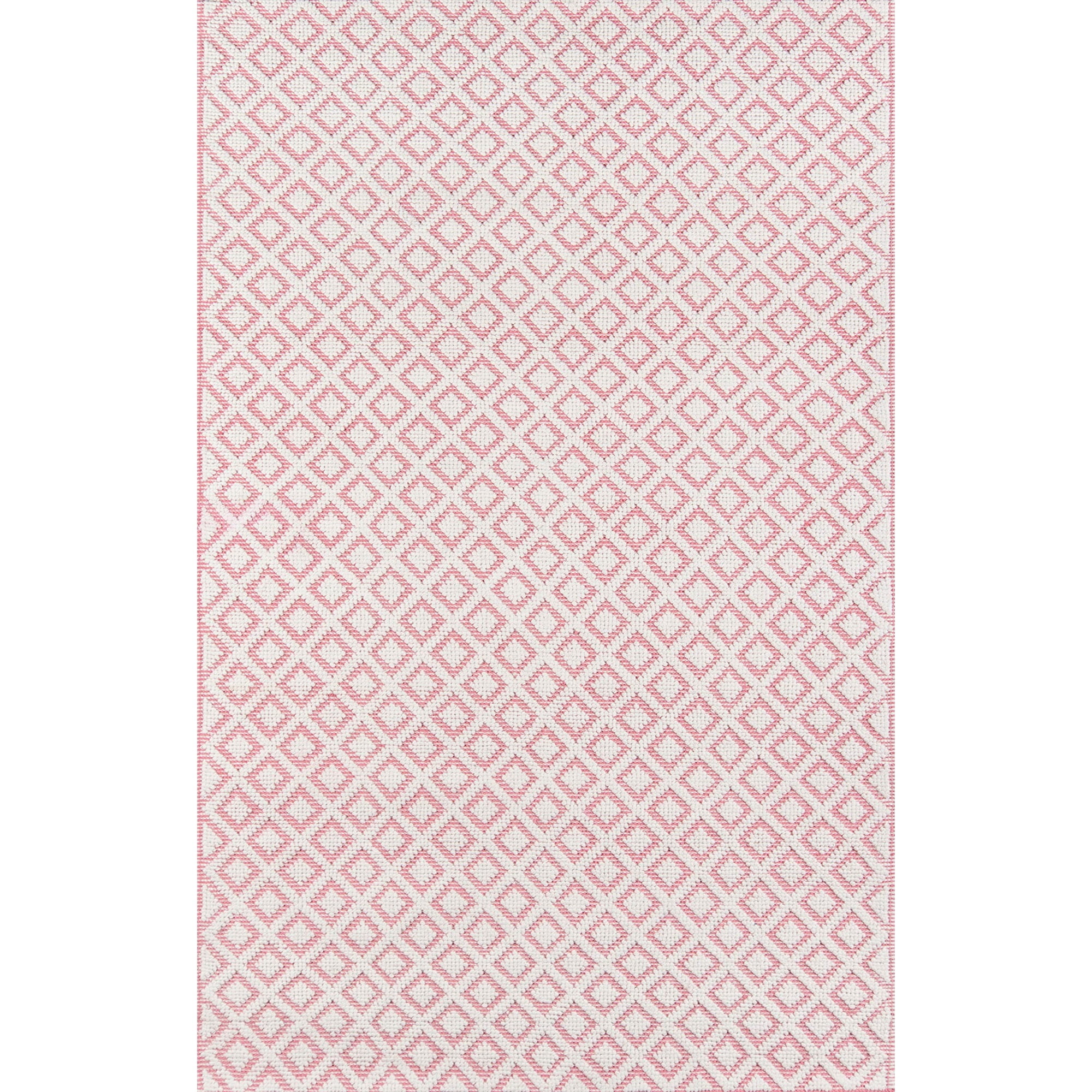 Heritage Pink Diamond Geometric Handwoven Wool-Cotton Rug, 3'6" X 5'6"