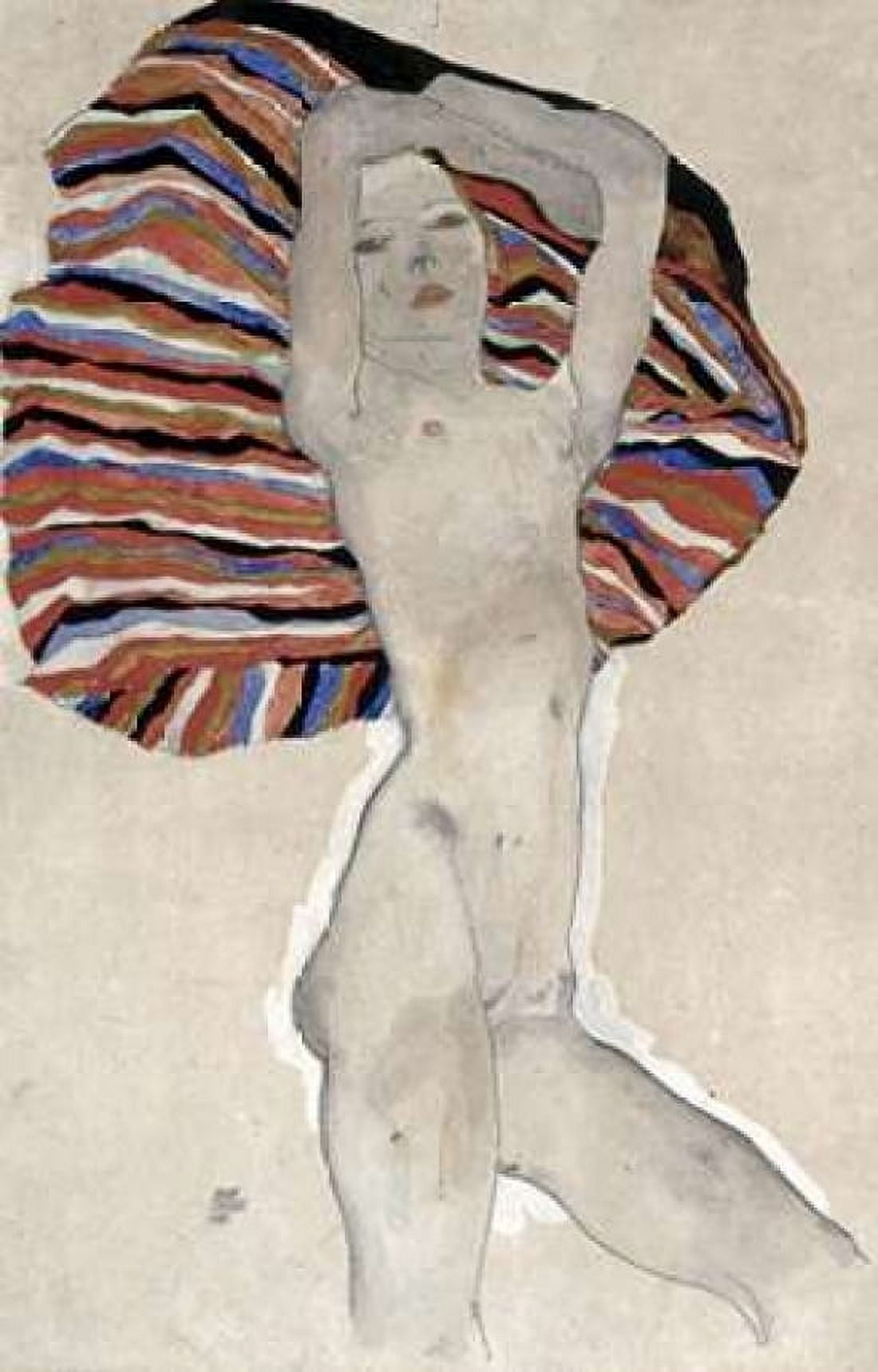 Madchenakt gegen farbiges Tuch 1911 Canvas Art - Egon Schiele (12 x 18)