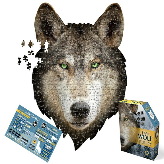 Madd Cap 550 Piece Wolf Jigsaw Puzzle- Unique Animal-Shaped Border, Poster Size, for Ages 10+