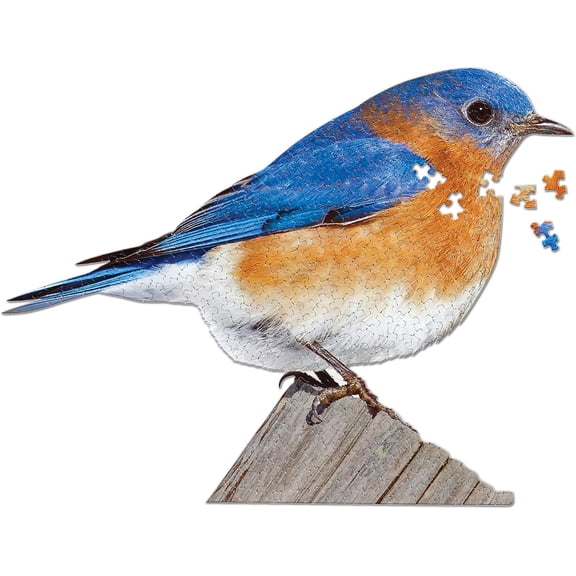 Madd Capp BLUEBIRD 300 Piece Jigsaw Puzzle For Ages 10 and up - 6008 - Unique-Shaped Border, Challenging Random Cut, Deluxe Five-Sided Box Fits on Bookshelf, Includes Educational Madd Capp Fun Facts
