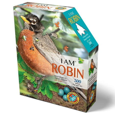 Madd Capp: I AM ROBIN - 300 Piece Jigsaw Puzzle - Bird Shaped Puzzle, 25x19" Finished Size, Includes Fun Fact Sheet