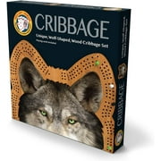 Madd Capp: I AM Wolf- FSC Certified Sustainable Solid Wood Wolf Shaped Cribbage Board, Storage Compartment Includes Premium Playing Card Deck with Wolf Fun Facts and 9 Wood pegs