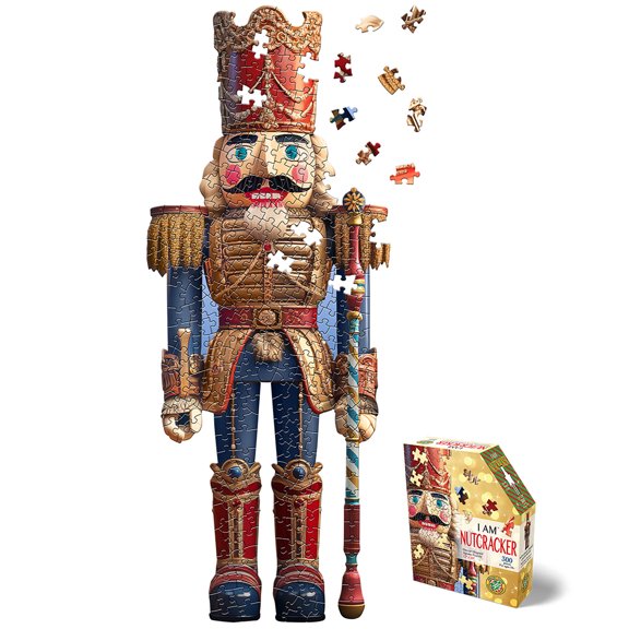 Madd Capp: I Am Nutcracker - 300 Piece Puzzle - Holiday Decor-Shaped Jigsaw, 12x29" Finished Size, Poster Reference, Educational Fun Fact Booklet