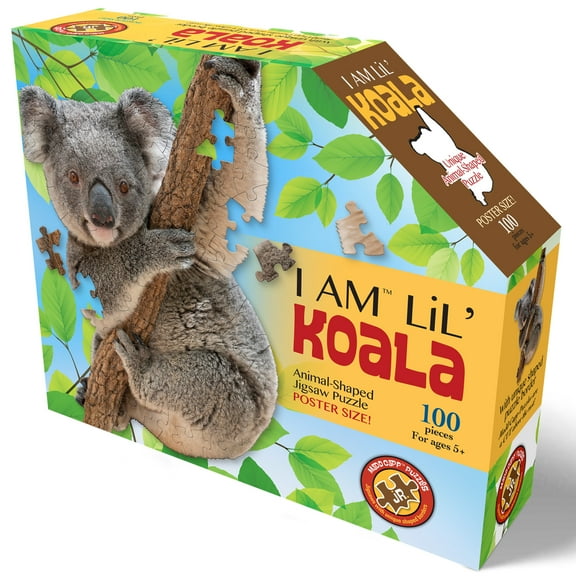 Madd Capp LiL' KOALA 100 Piece Jigsaw Puzzle For Ages 5+ - 4020 - Unique Animal-Shaped Border, Poster Size when completed, Oversized Puzzle Pieces For Easy Handling, Includes Educational Fun Facts