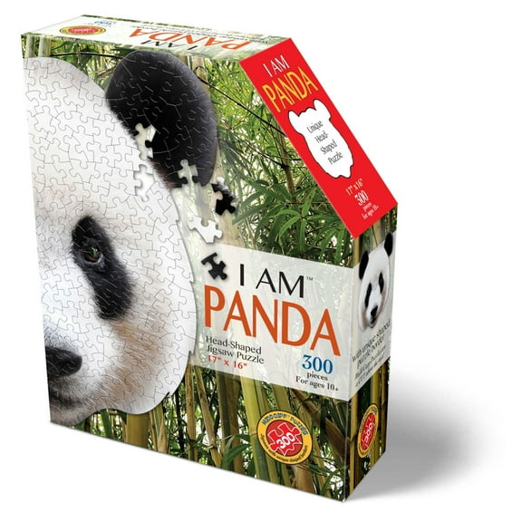 Madd Capp PANDA 300 Piece Jigsaw Puzzle For Ages 10 and up - 6014 - Unique-Shaped Border, Challenging Random Cut, Deluxe Five-Sided Box Fits on Bookshelf, Includes Educational Madd Capp Fun Facts