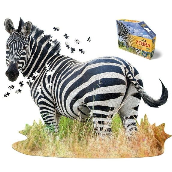 Madd Capp Puzzles - STF9 I AM Zebra - 1000 Pieces - Animal Shaped Jigsaw Puzzle, Multi