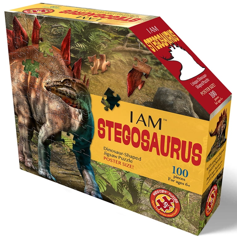 Madd Capp Stegosaurus 100 Piece Jigsaw Puzzle - Animal-Shaped, Oversized Pieces, Educational Fun Facts, Ages 6+