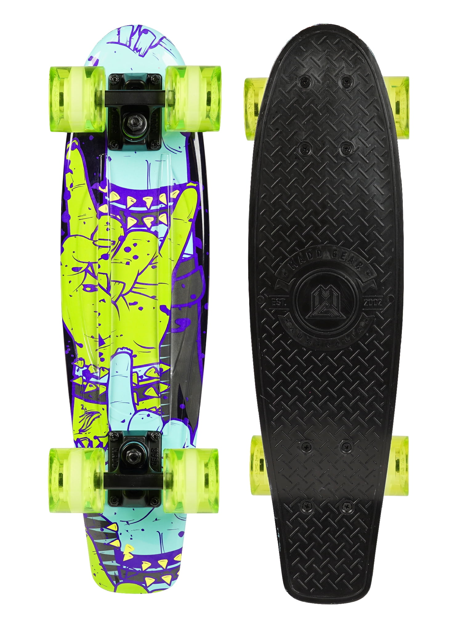 Madd Gear 22" Retro Beginner Skateboard Mini Cruiser- 62 mm Wheels - Rock'N- Beginner Penny Style Board