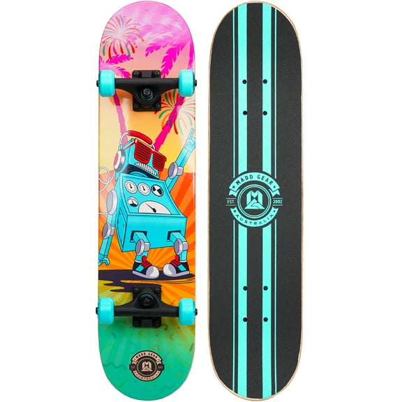 Madd Gear 31 x 7 Inch Double Kicktail Beginner Complete Skateboard with Maple Deck