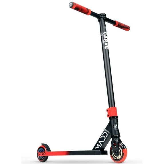 Madd Gear Red Carve Pro Freestyle Stunt Scooter - Strong Lightweight Aluminum Deck for Beginner 6 Years and Up