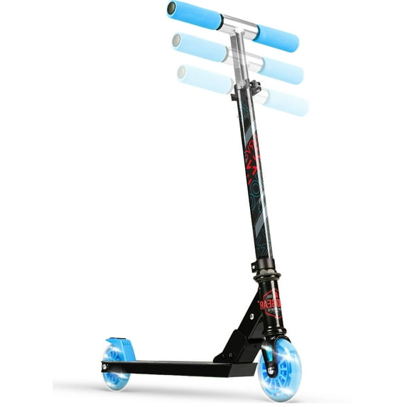 Madd Gear Carve Rise Kick Scooter-Light-up 100 mm Wheels- for Kids 3+ Unisex- Blue/Black