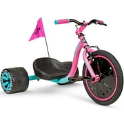 Madd Gear Drift Trike - Strong Steel Frame Tricycle - Adjustable Seat Black Green Machine for 5 Yrs + Pink