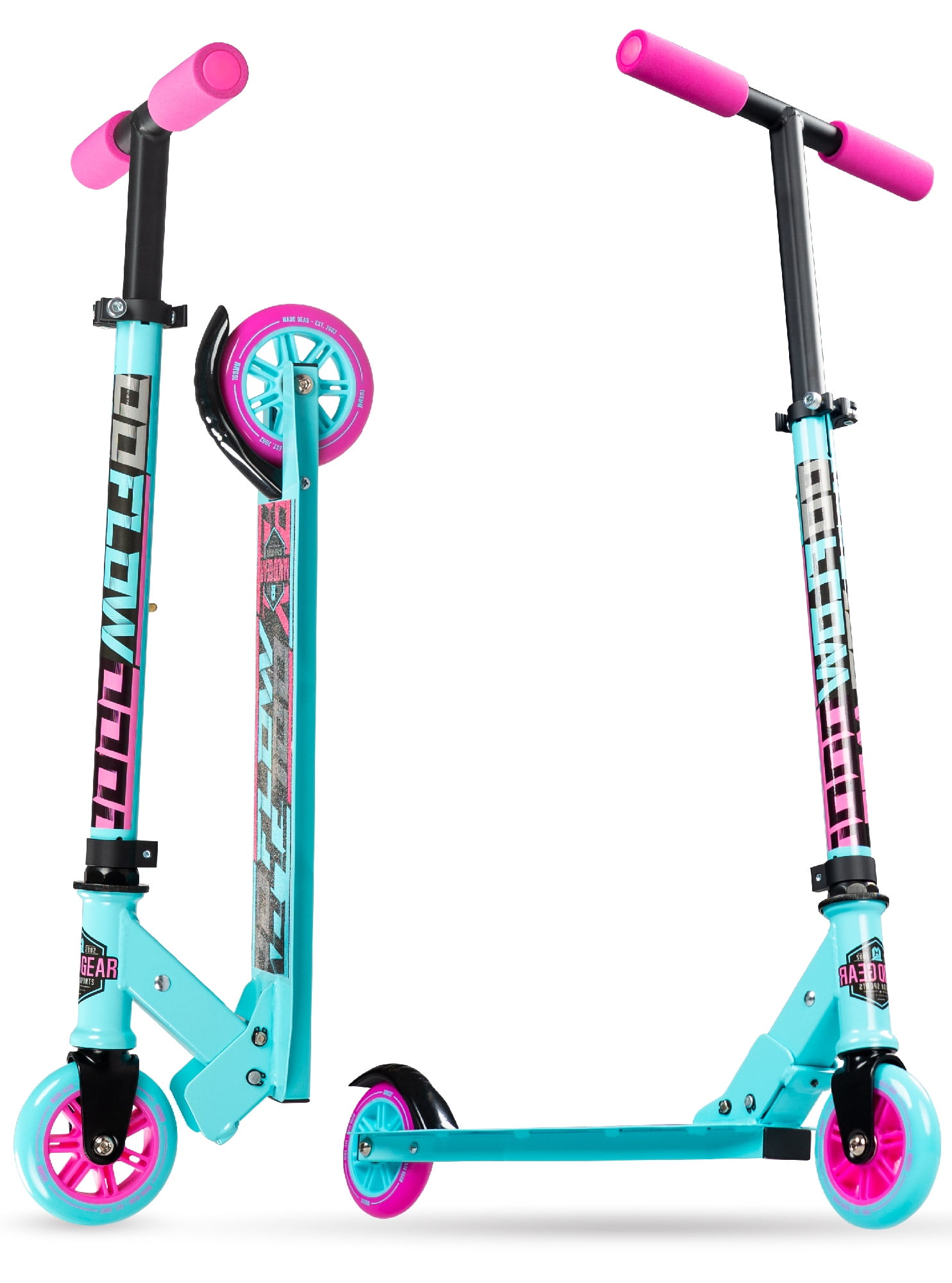 Teal and Pink Adjustable Folding Kids Kick Scooter