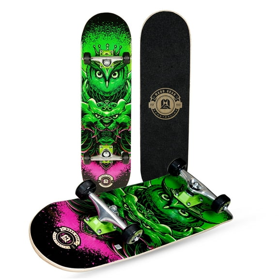 Madd Gear KickFlip Skateboard 31 x 7.75 For Ages 5 and Up-52 mm Wheels-Popsicle Beginner Maple Deck-Bubo