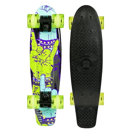 Retro Mini Cruiser Skateboard for Kids and Teens – Lightweight 22" Flexible Deck – 62mm Smooth Wheels – Ready to Ride – Madd Gear Retro Board - Sahara