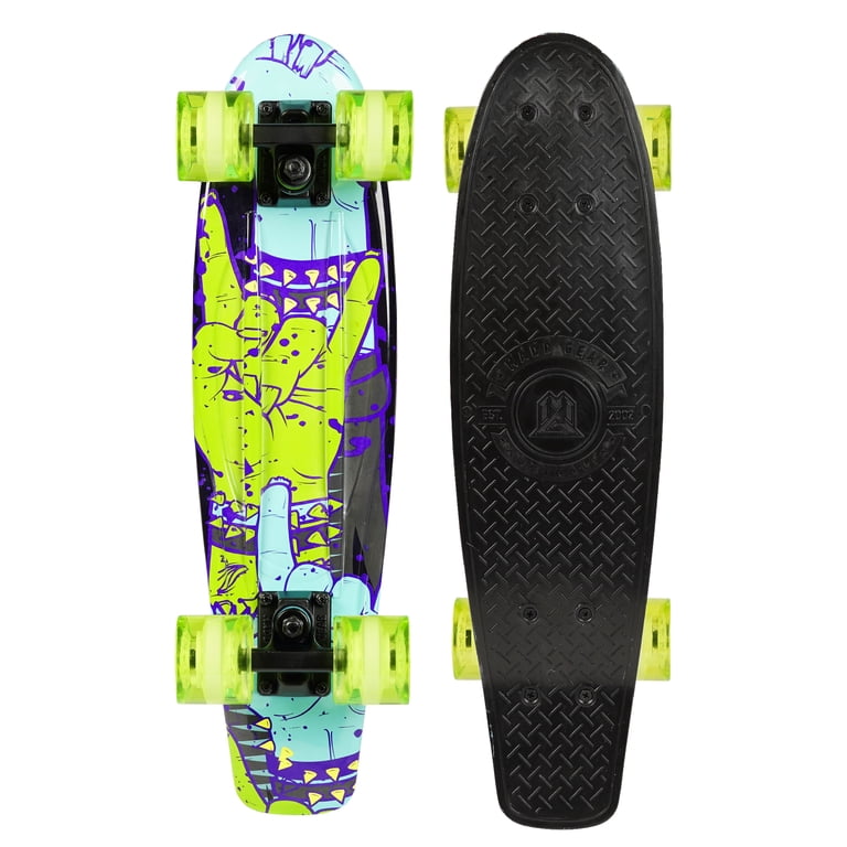 Skate Cruiser para adultos e adolescentes – Deck de bordo leve de 78,7 cm – Rodas lisas de 70 mm – Madd Gear Longboard (Terrain