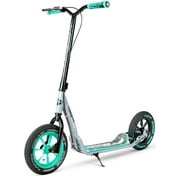 Large Kick Scooter for Adults & Teens – 12" Air-Filled Tires, Wide Deck, Handbrake, Kickstand – Madd Gear Urban Glide - Grey / Red