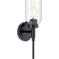 thumbnail image 1 of Madden 1-Light Wall Sconce with Clear Glass in Black, Sloped Ceiling Compatible, for Bathroom or Hallway (14.75" x 5"), 55183BK, 1 of 6