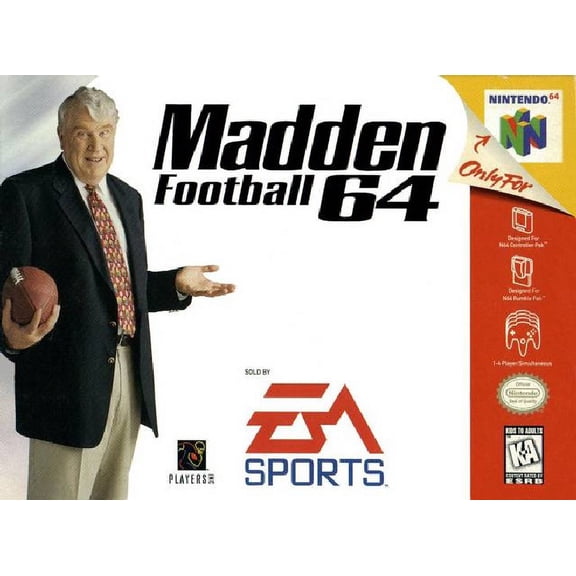 Restored Madden Football 64 Physical Sports Game for Nintendo 64, 4 Offline Players, Physical