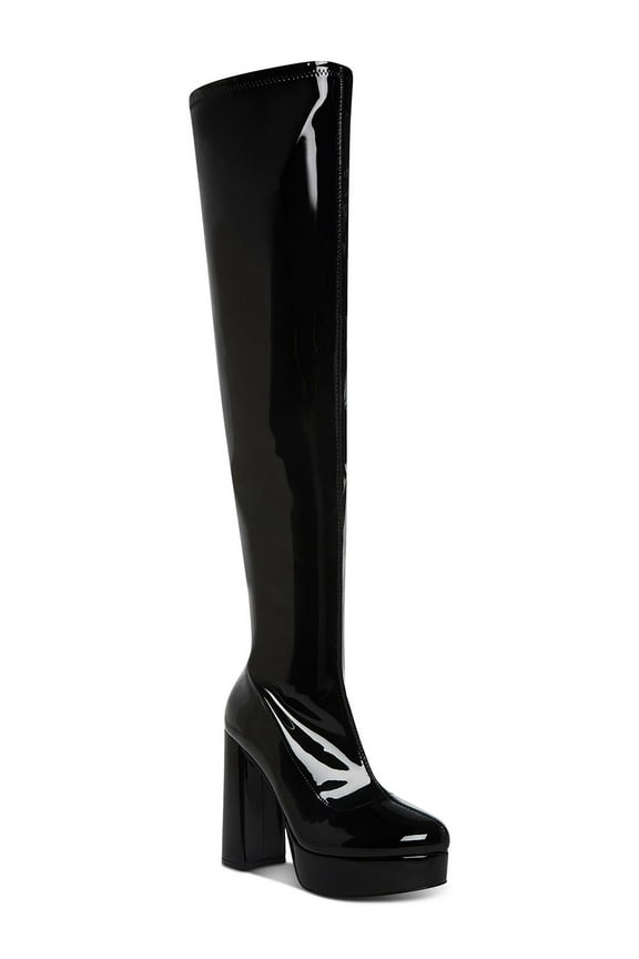 Womens Orin Faux Suede Block Heel Over-The-Knee Boots
