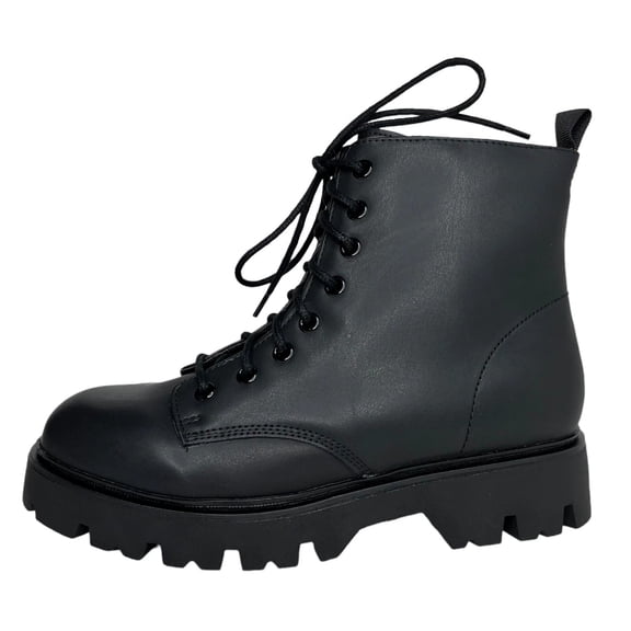Madden Girl Stantton Women’s Mid Calf Combat Hiking Boots Size 8 Black Lace Up