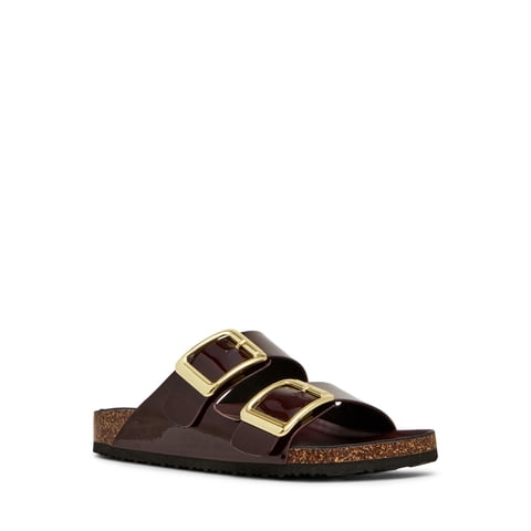 Madden Girl Women's Bodie Two Strap Buckle Footbed Sandals