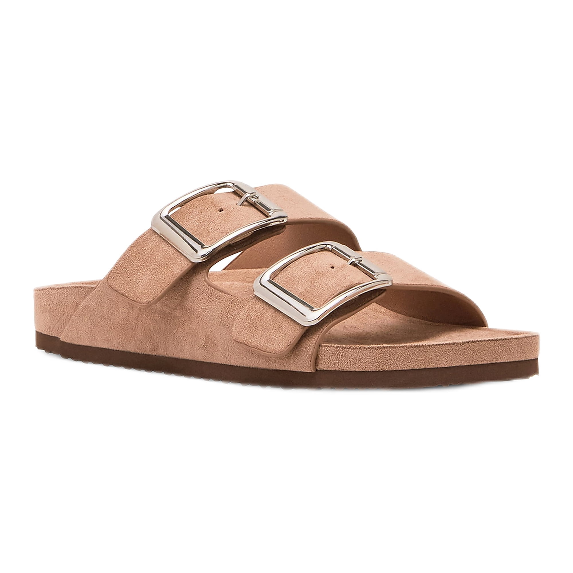 Madden Girl Women's Bodie Two Strap Buckle Footbed Sandals