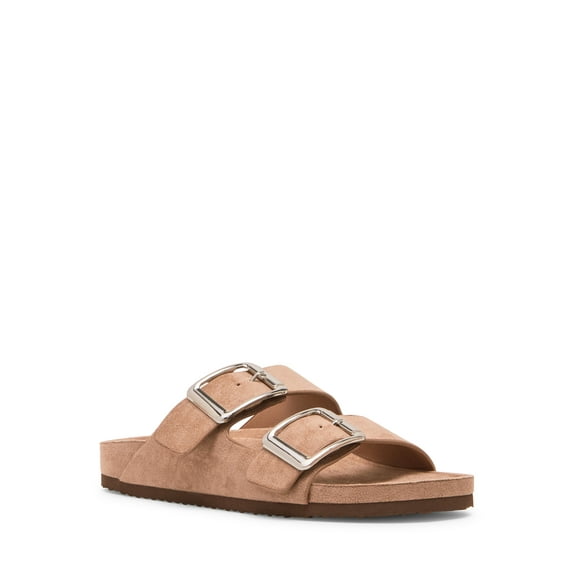Madden Girl Women's Bodie Two Strap Buckle Footbed Sandals