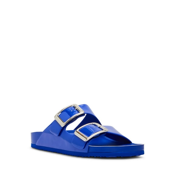 Madden Girl Women's Bodie Two Strap Buckle Footbed Sandals