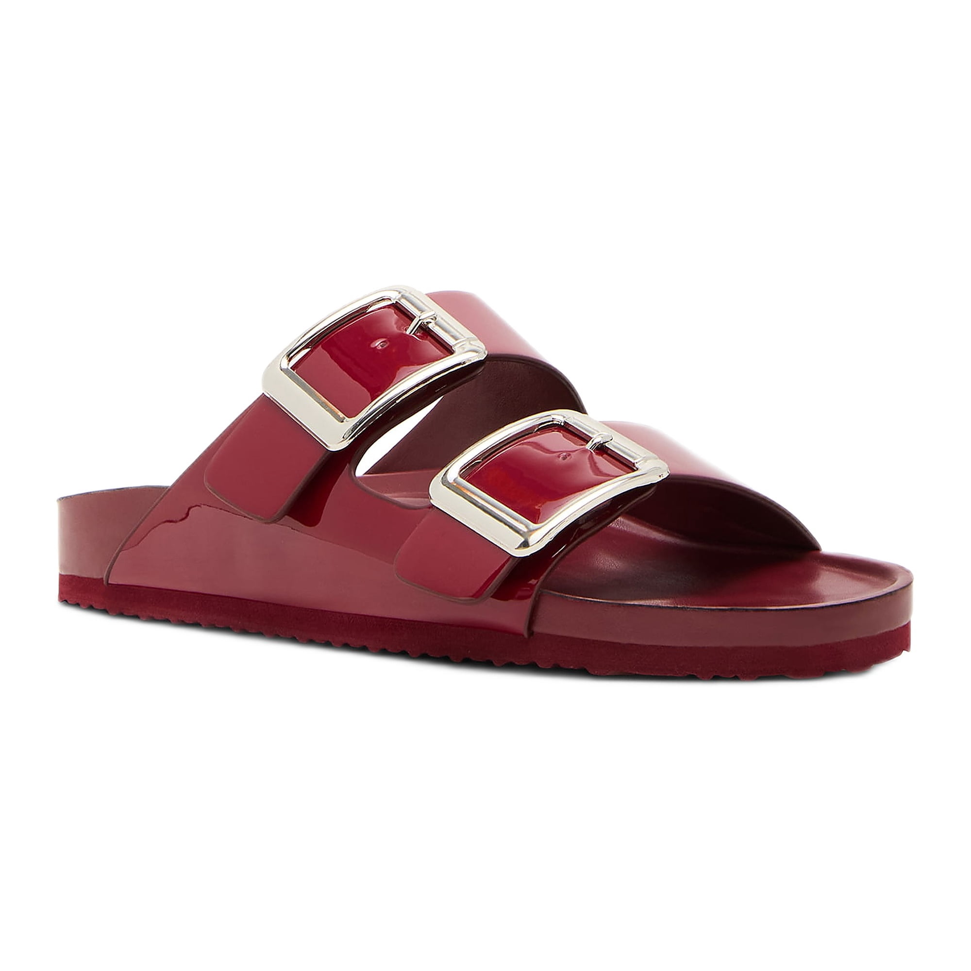 Madden Girl Women's Bodie Two Strap Buckle Footbed Sandals