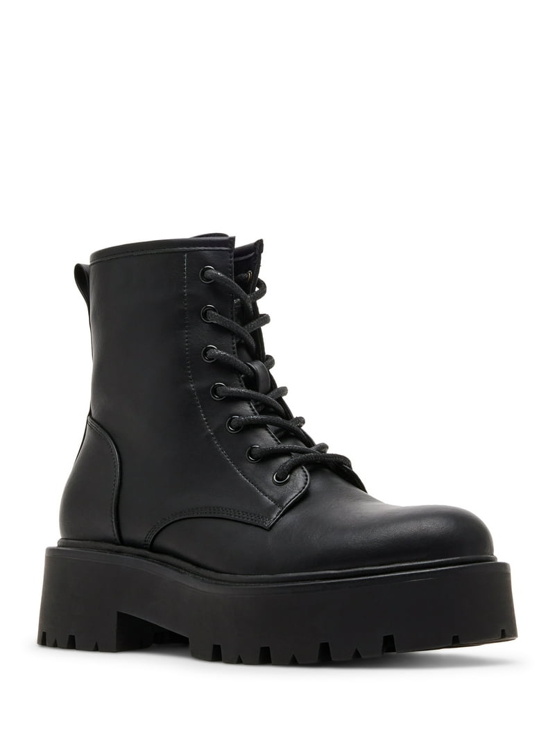 Madden Girl Women's Channt Platform Lug Sole Lace-up Combat Boots